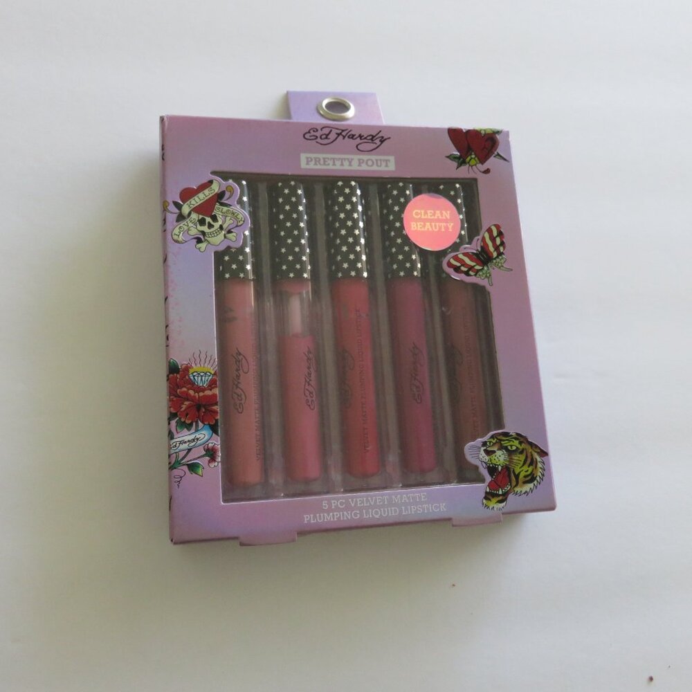 (#128)  Ed Hardy 5pc Matte Lipstick